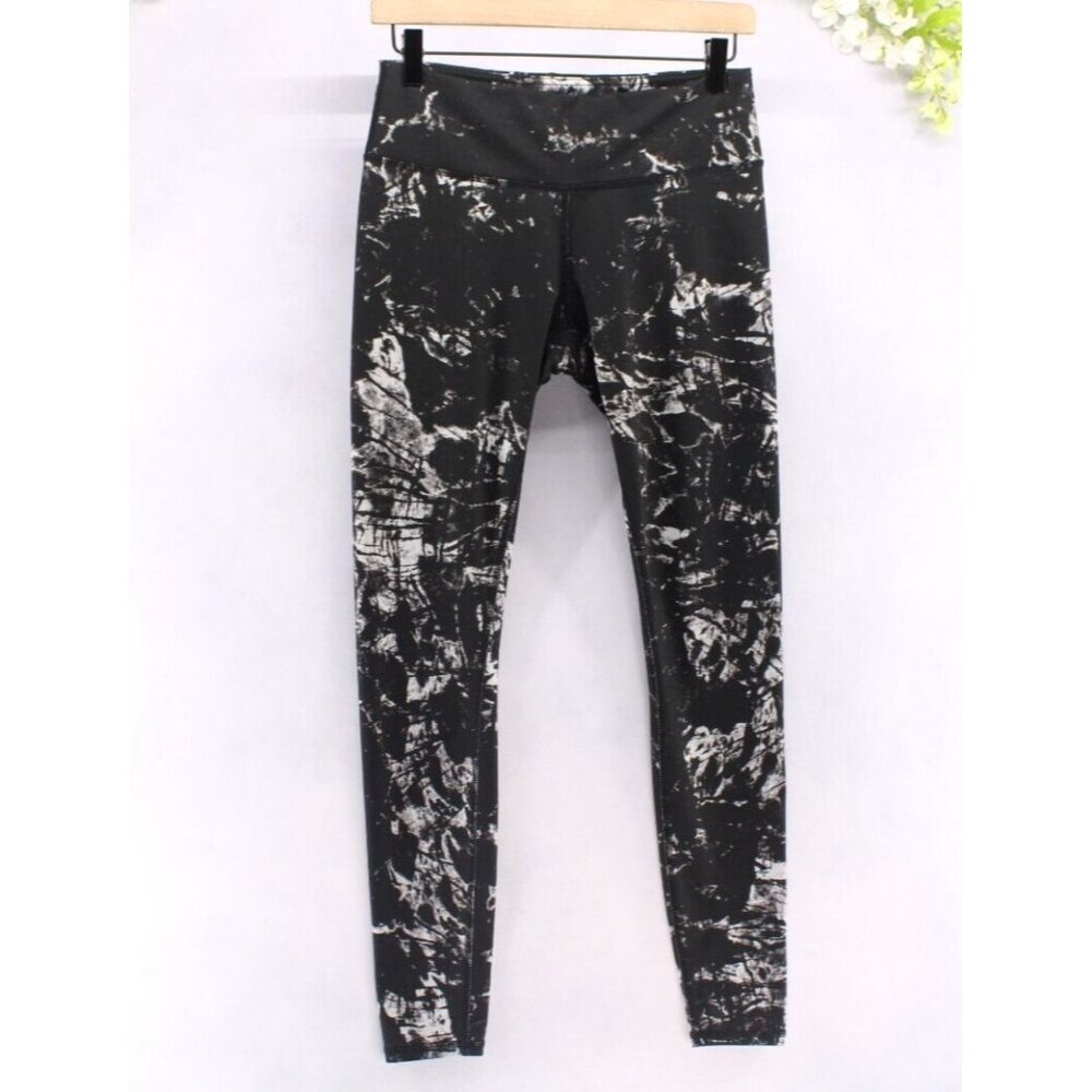 ALO Women's Airbrush Ankle Legging Black Magma White Tie Dye Blotted Yoga Sz S